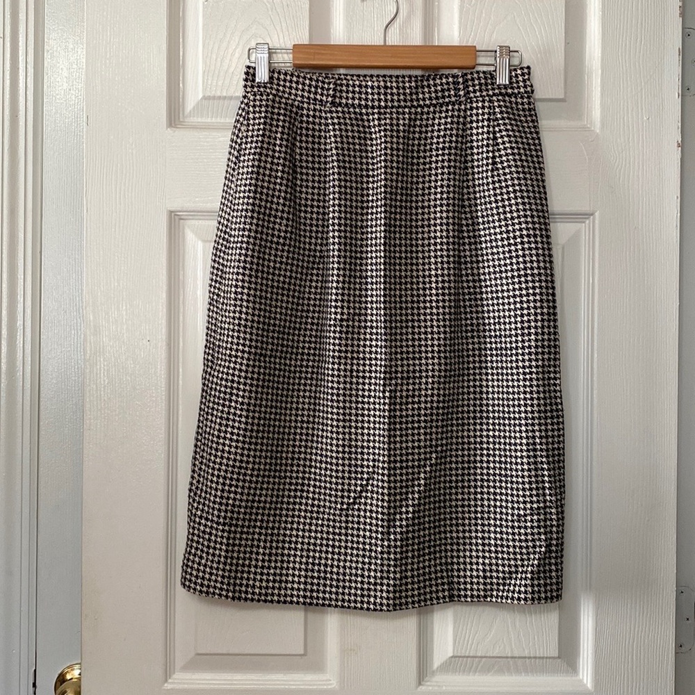 VTG 80’s Ellen Tracy Black Houndstooth Pencil Skirt